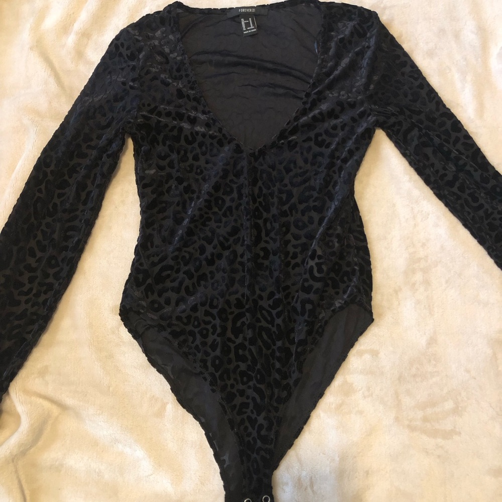Forever 21 Black Leopard Print Bodysuit